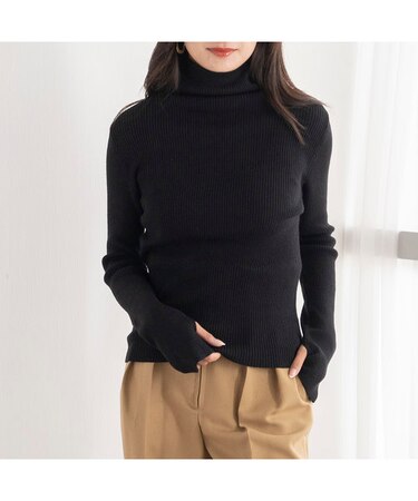 ハイネックリブニット