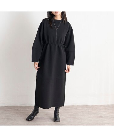 ウエストドロストニットワンピース