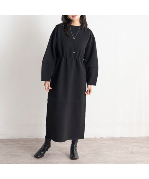 ウエストドロストニットワンピース