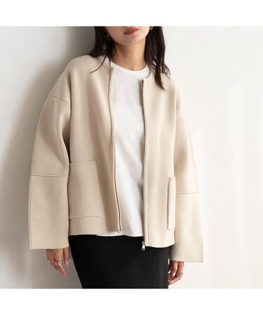 ランタンスリーブニットブルゾン