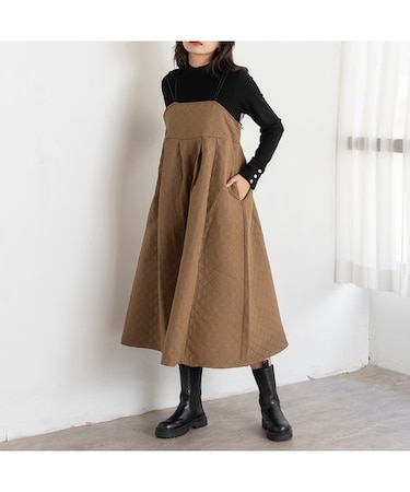 キルトジャカードドッキングワンピース