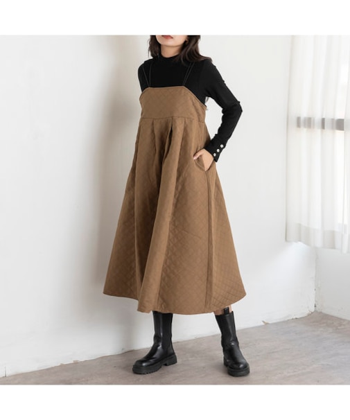 キルトジャカードドッキングワンピース