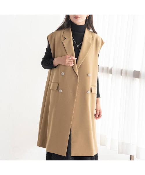 Theory ロングジレ　アドミラルクレープ　ダブルボタン 近年 M 雑誌掲載】ダブルボタンロングジレ｜エウクレイドの通販｜&mall