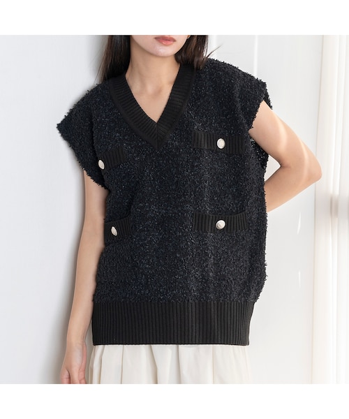 雑誌掲載】ペーパーモールニットベスト｜エウクレイドの通販｜&mall
