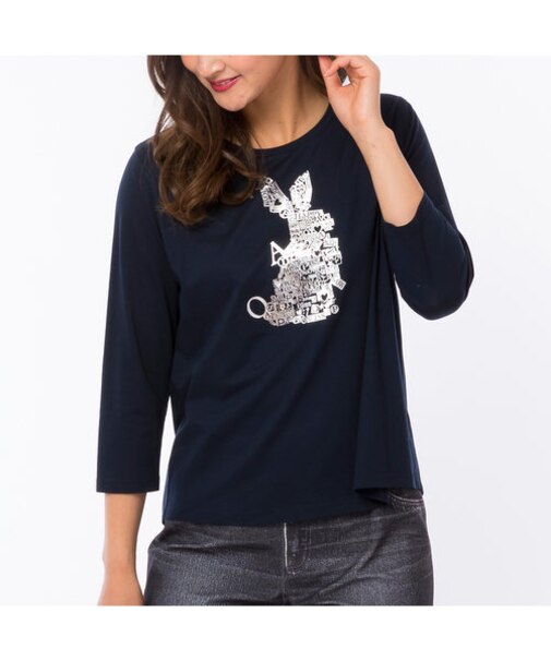 厚盛りラバープリントうさぎTシャツ