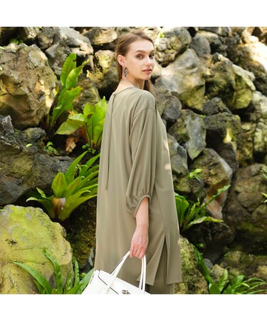 ライトジャージ　ボリューム袖チュニック［同素材アイテムあり］