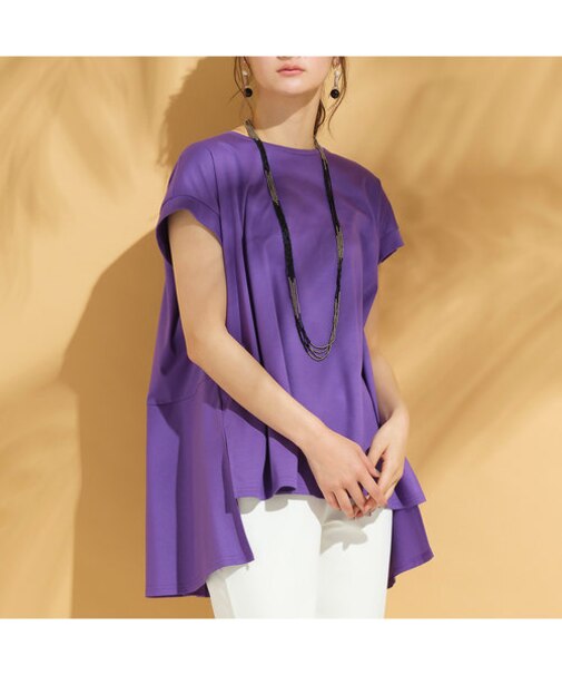 接触冷感・後ろ切り替え・フリルカットソー