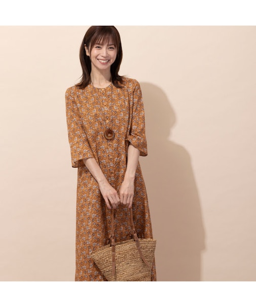 綿ローン小花プリントワンピース