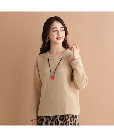 セーラーカラー・袖口折り返しニット