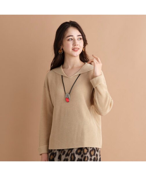 セーラーカラー・袖口折り返しニット