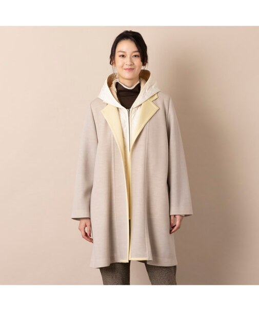 吸湿発熱・テーラードカラー・ロングジャケット