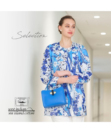 【Selection】海島綿カットジャカード ノーカラージャケット