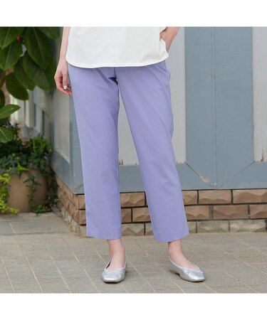 機能性素材・クロップト丈スリムストレートパンツ