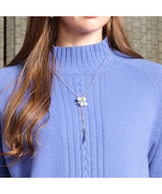 クリスタル×パール調 フリースライドネックレス