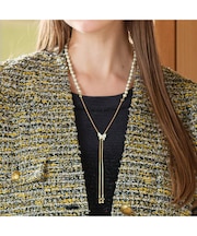 バタフライ×パール調　フリースライドネックレス