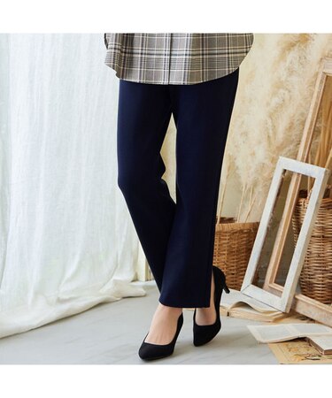 〔あったか素材〕ヨークデザインストレートパンツ