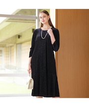 イタリア製素材 ラメ入りベロアワンピース