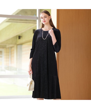 イタリア製素材 ラメ入りベロアワンピース