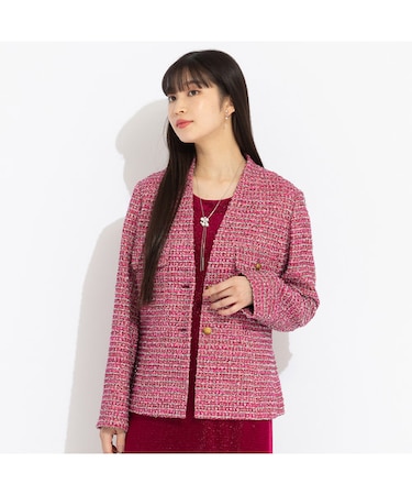 フランス製素材ラメストレッチツイード ジャケット