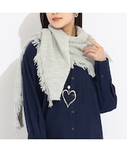 フリンジ付きニット三角ストール