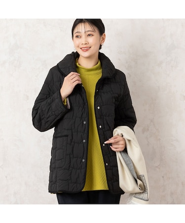 幾何柄キルティングコート