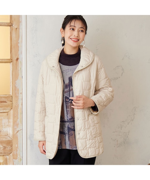 幾何柄キルティングコート