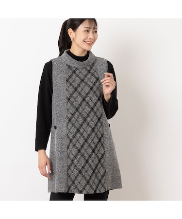 起毛ニットジャカード チュニックベスト