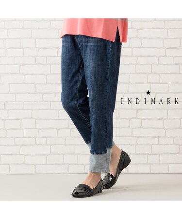 【手洗いOK・ＩＮＤＩＭＡＲＫ】裾切り替えデニムパンツ