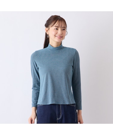 【S・Mサイズ】人気につき追加！ベア天竺細ボーダー　ハイネックTシャツ