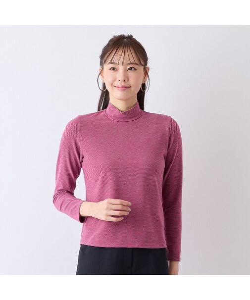 【S・Mサイズ】人気につき追加！ベア天竺細ボーダー　ハイネックTシャツ