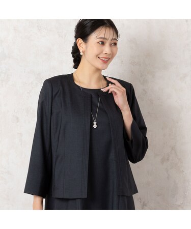 【アンサンブル可能・4Lサイズあり】ノーカラー ボレロジャケット