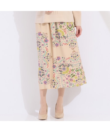フラワープリント　オールゴムスカート