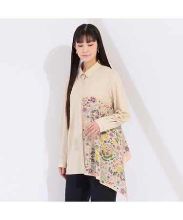 フラワープリント配色使いブラウス