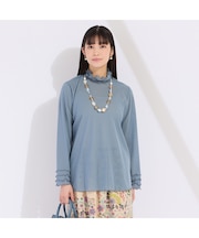 ワイズメッシュ　ハイネックフリルTシャツ　