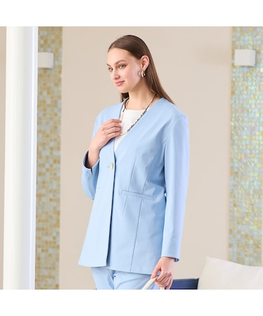 【セットアップ対応】クールラックトリコット　ノーカラージャケット