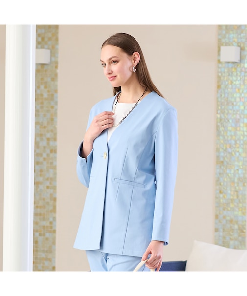 【セットアップ対応】クールラックトリコット　ノーカラージャケット