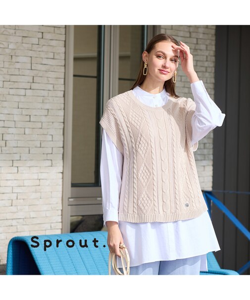 【Sprout.】ローゲージ　綿ニットベスト