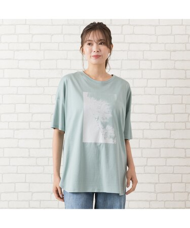 【手洗いOK・綿100％】顔料＋箔プリントリラックスＴシャツ