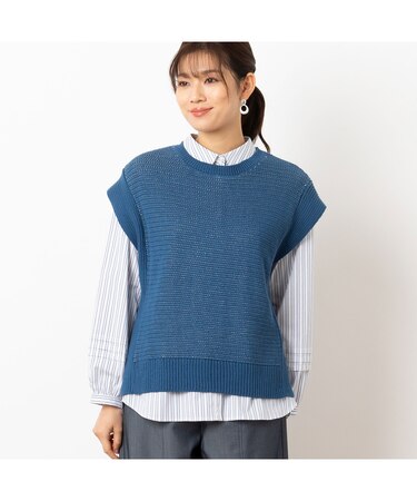 クルーネック コットンニットベスト