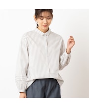 【洗える】ストレッチブロード２WAYシャツ（ストライプ）