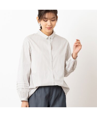 【洗える】ストレッチブロード２WAYシャツ（ストライプ）