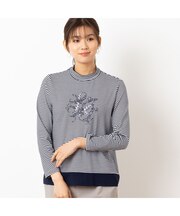【洗える・日本製】LJ刺繍 ボーダーカットソー