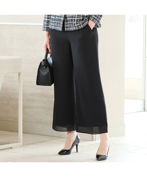 【セットアップ対応】梨地ジョーゼットオールゴムパンツ