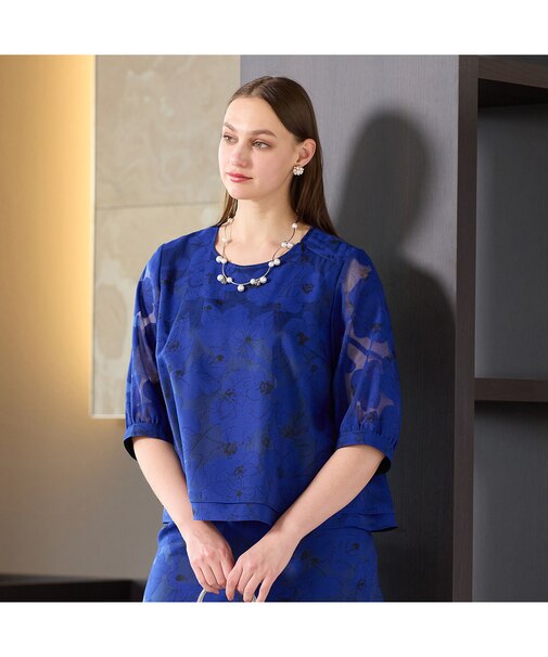 【セットアップ対応】オパールプリント プルオーバーブラウス