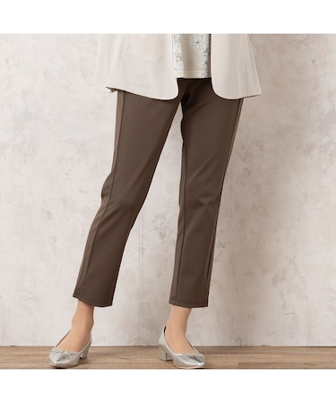 【洗える・吸水速乾・日本製】裾スリット スリムパンツ