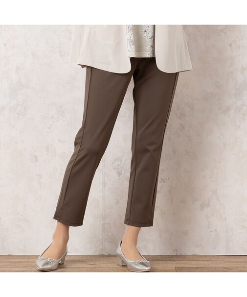 【洗える・吸水速乾・日本製】裾スリット スリムパンツ