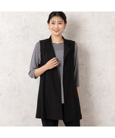 【洗える・セットアップ可能・抗菌防臭】テーラードロングベスト