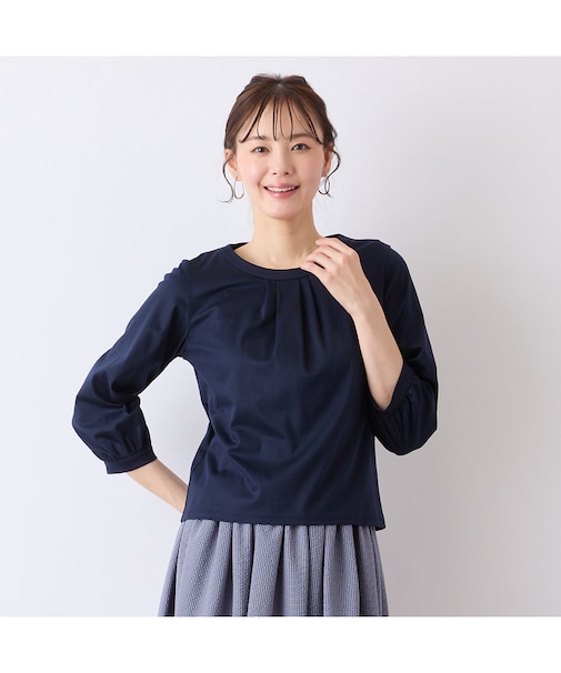 【S・Mサイズ】衿タックプルオーバーTシャツ
