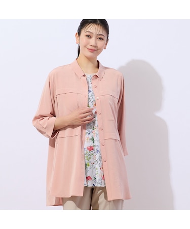 【洗える・接触冷感】Soalon 胸ポケット フレアシャツ