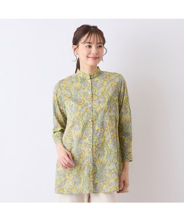 【S・Mサイズ】綿ローンペイズリープリントブラウス
